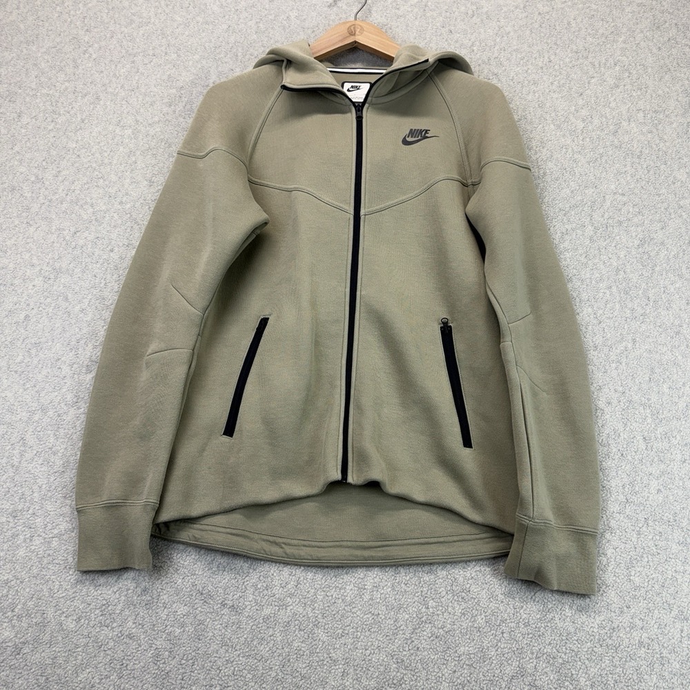 Nike Tech Fleece Windrunner Jacket Mens S Olive Green Full Zip Hoodie FB8338